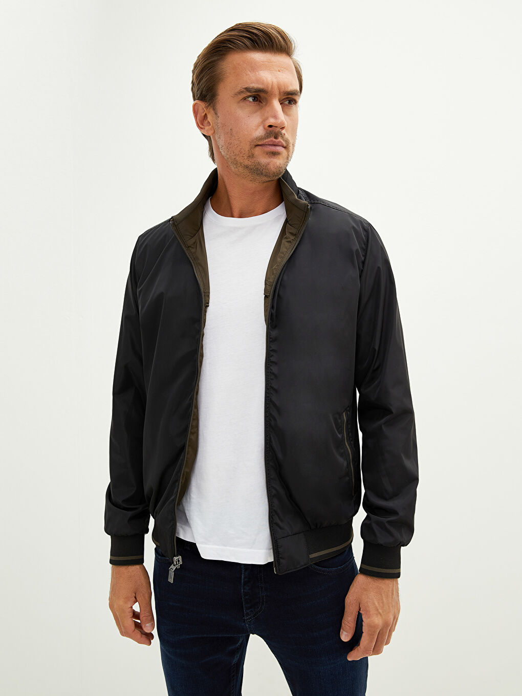 LC Waikiki Standard Pattern Stand Up Collar Men's Bomber Jacket -W11274Z8-K75