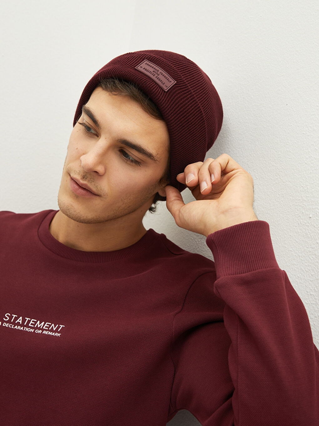 Label Printed Knitwear Men's Beret