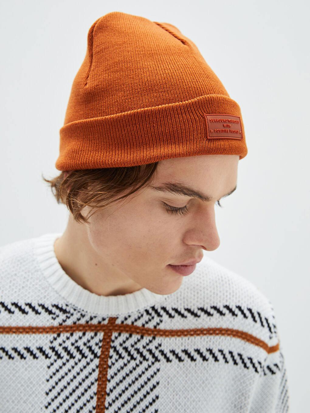 Label Printed Knitwear Men's Beret