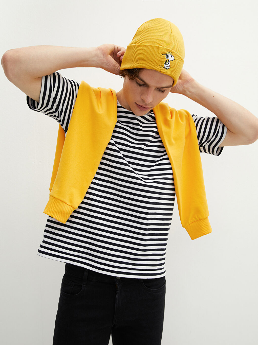 Sarı Snoopy Lisanslı Erkek Triko Bere