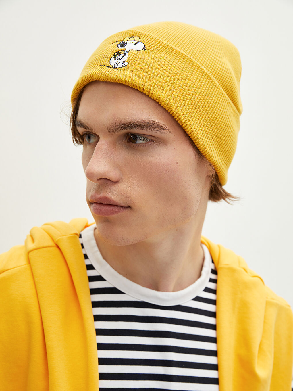 Sarı Snoopy Lisanslı Erkek Triko Bere-1