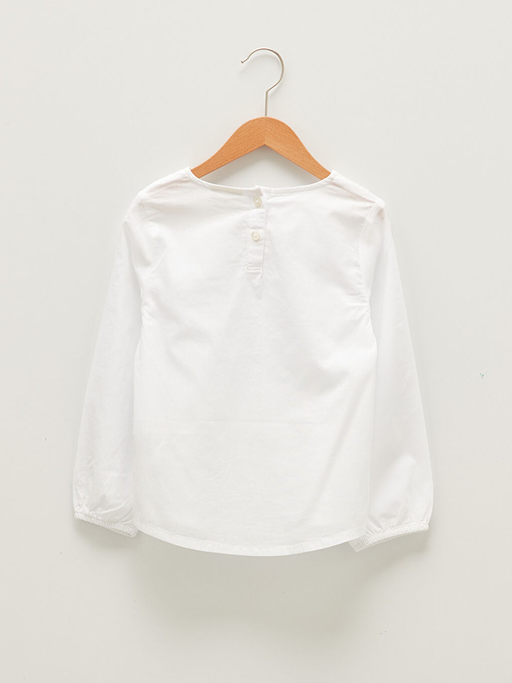 Bluză Basic cu Guler Peter Pan și Mânecă Lungă din Bumbac pentru Fete-1