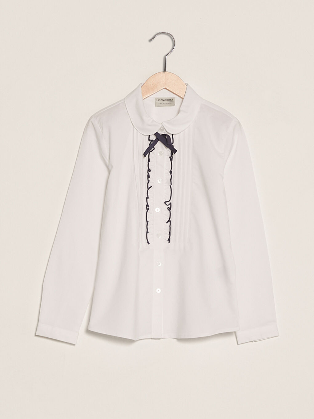 LCW Kids Baby Collar Ruffle Detail Long Sleeve Poplin Girl Shirt -W11379Z4-R9K