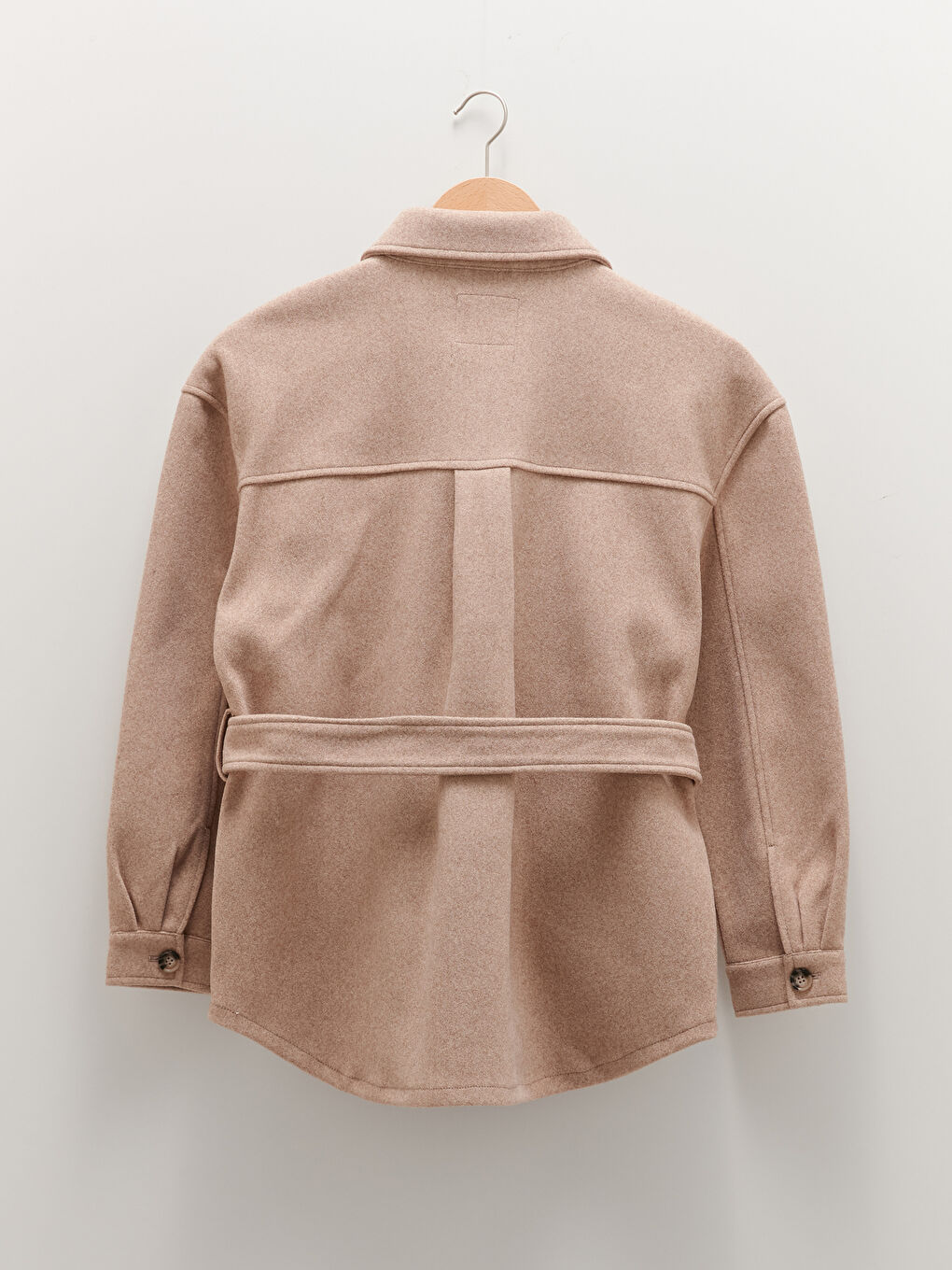 Shirt Collar Waist Belted Pocket Detailed Long Sleeve Women's Cachet Coat-6