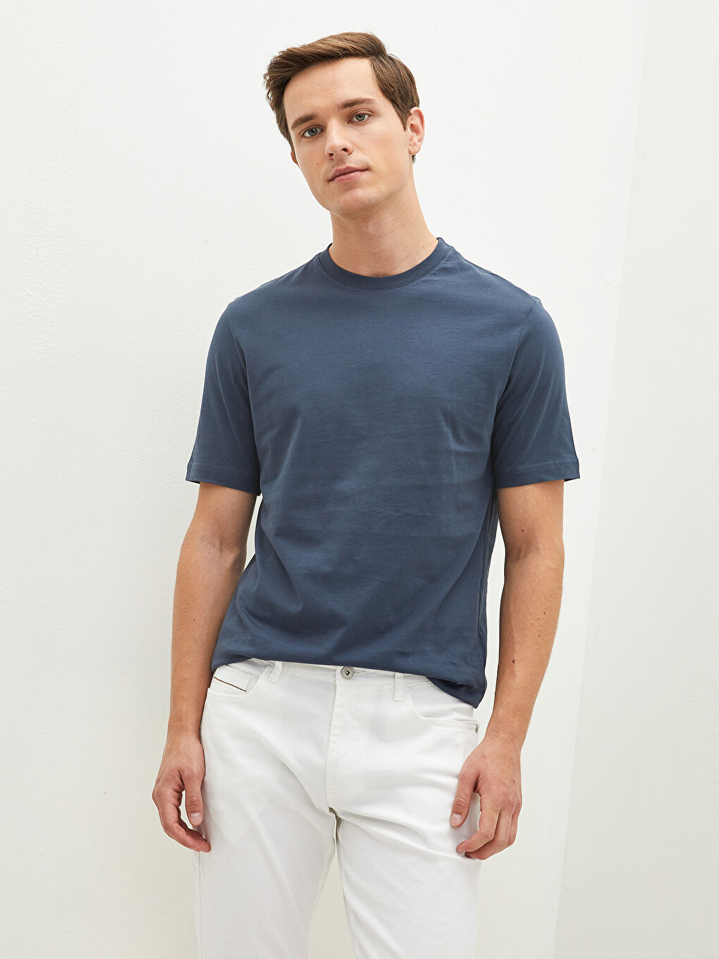 İndigo Bisiklet Yaka Kısa Kollu Basic Erkek Tişört-1