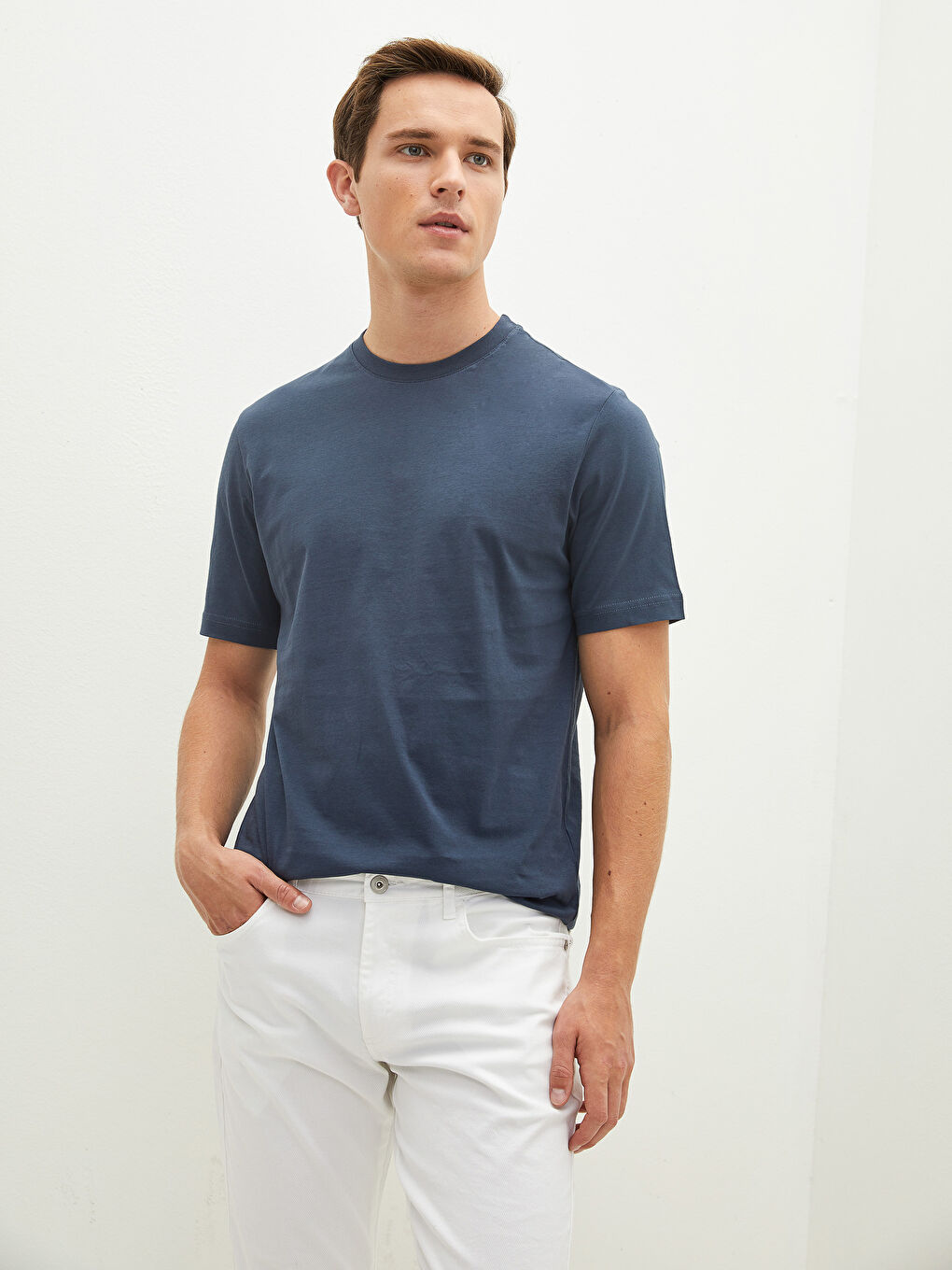 İndigo Bisiklet Yaka Kısa Kollu Basic Erkek Tişört-2