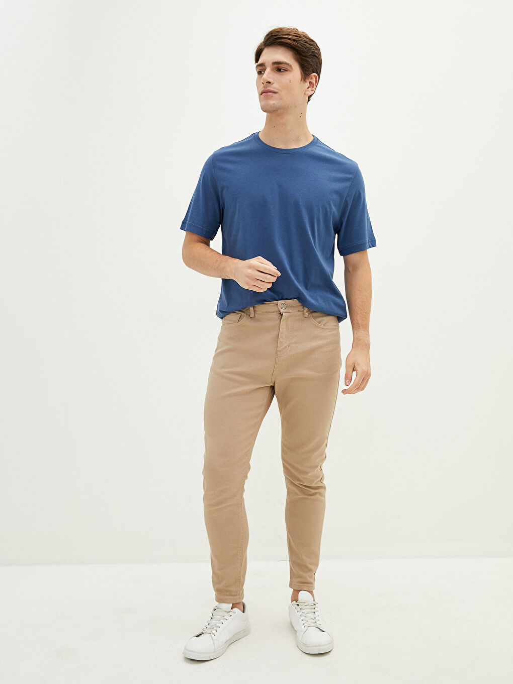 Lacivert Bisiklet Yaka Kısa Kollu Basic Erkek Tişört-3