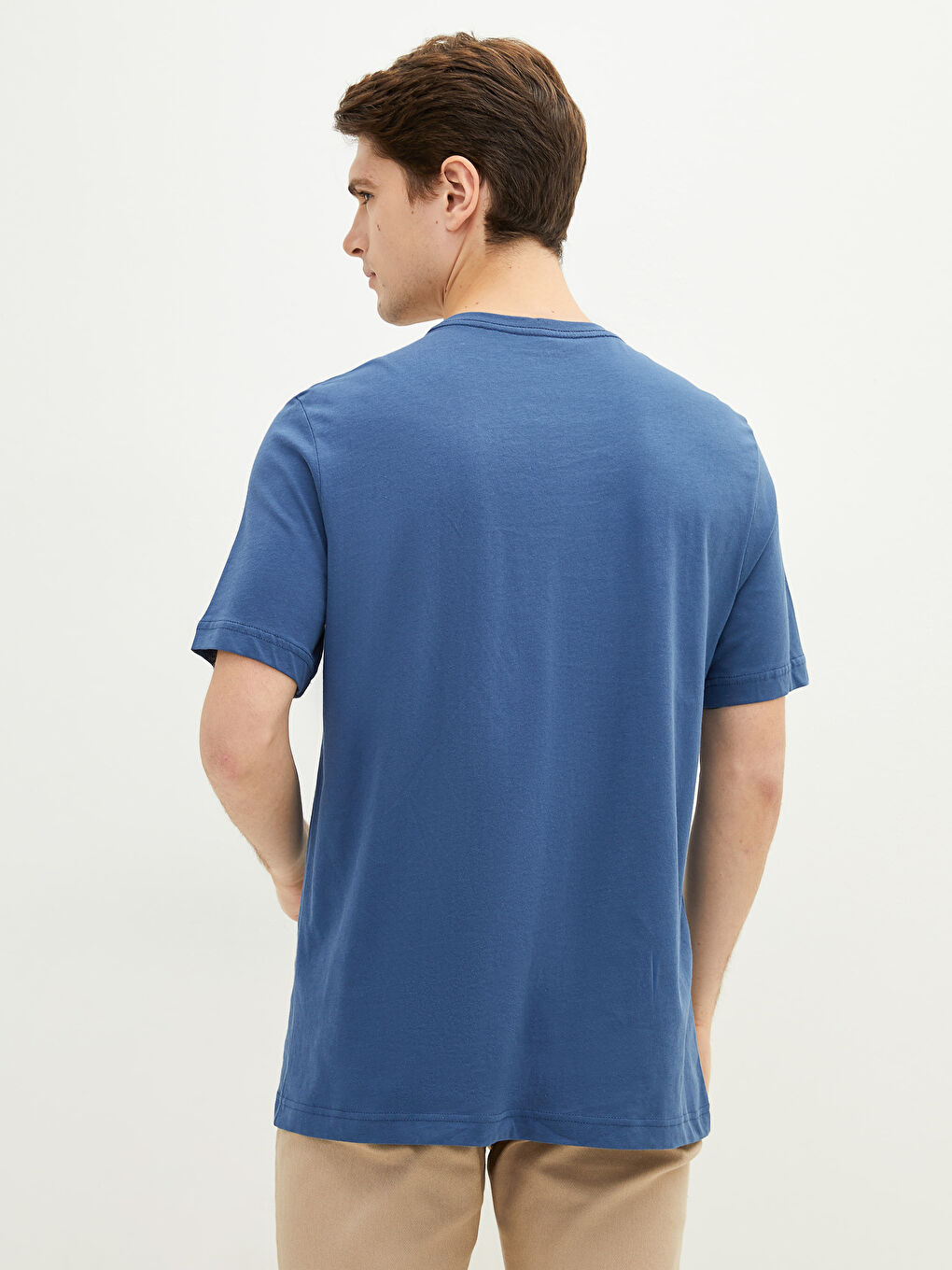 Lacivert Bisiklet Yaka Kısa Kollu Basic Erkek Tişört-4