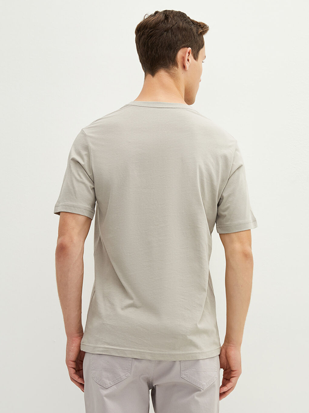 V Neck Short Sleeve Basic Cotton Men's T-shirt-3