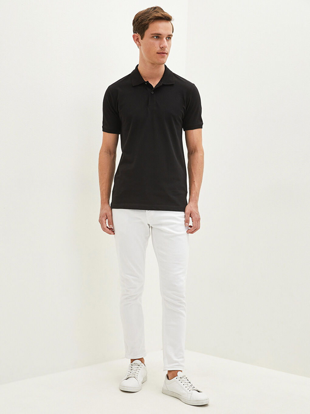 تي شورت بيكة برقبة بولو وكم قصير ديال الرجال-2