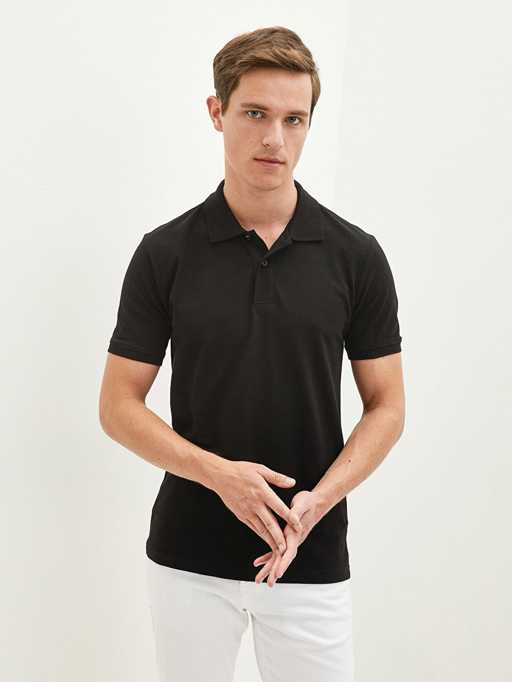 تي شورت بيكة برقبة بولو وكم قصير ديال الرجال-4