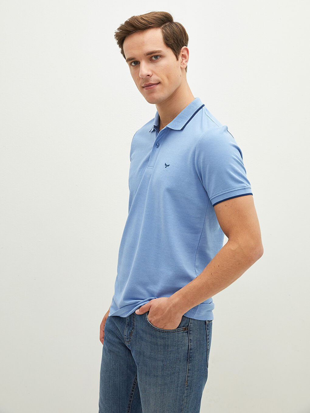 Polo Neck Short Sleeve Pique Men's T-Shirt-1