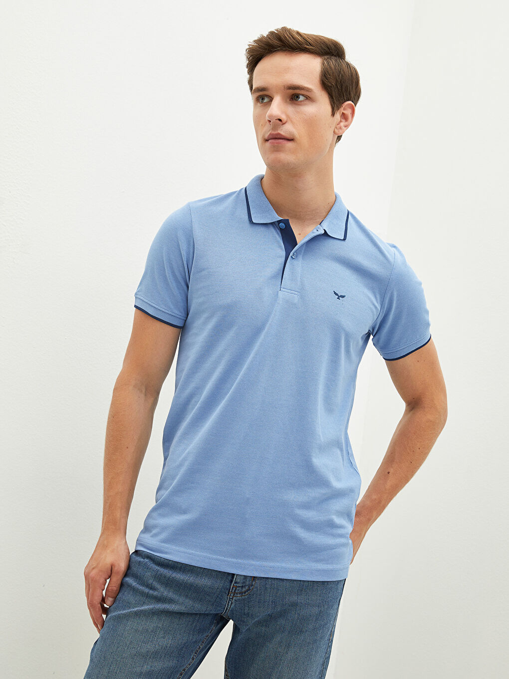 Polo Neck Short Sleeve Pique Men's T-Shirt-2