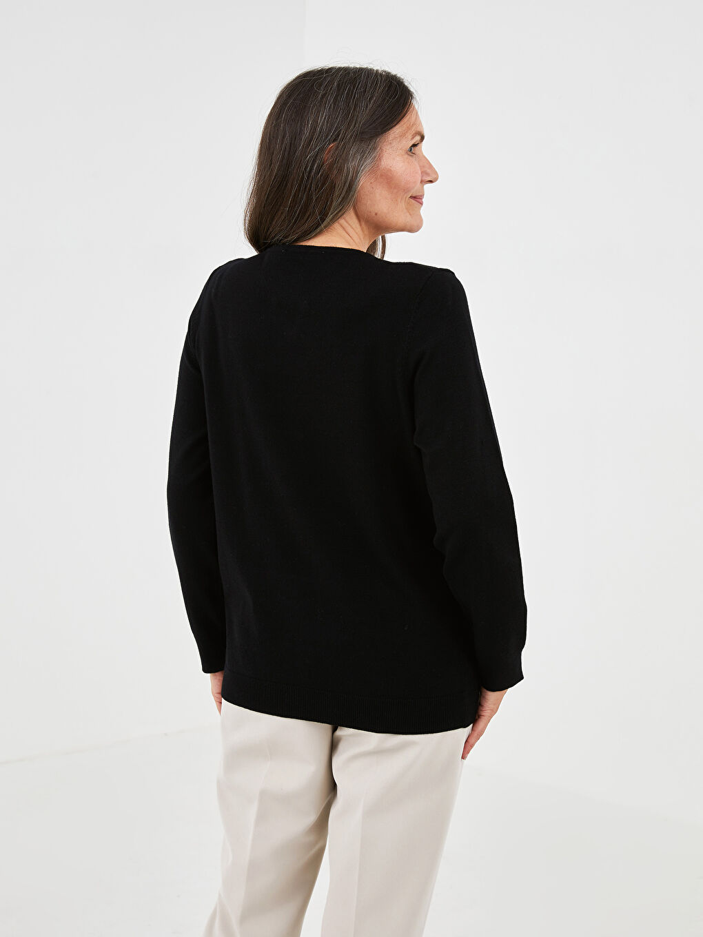 Notch Neck Women's Knitwear Sweater-5