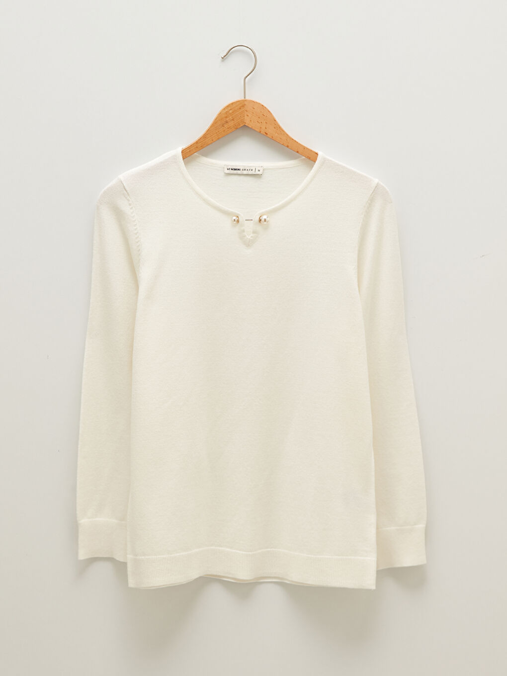 V-ს ფორმის დეკოლტეს მქონე ტრიკოტაჟის სვიტერი ქალებისთვის-5