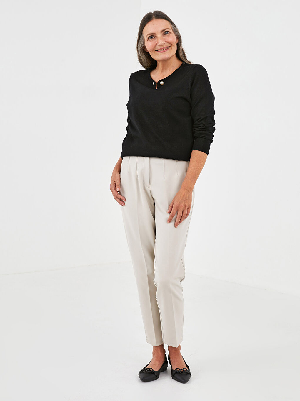 Notch Neck Women's Knitwear Sweater-2