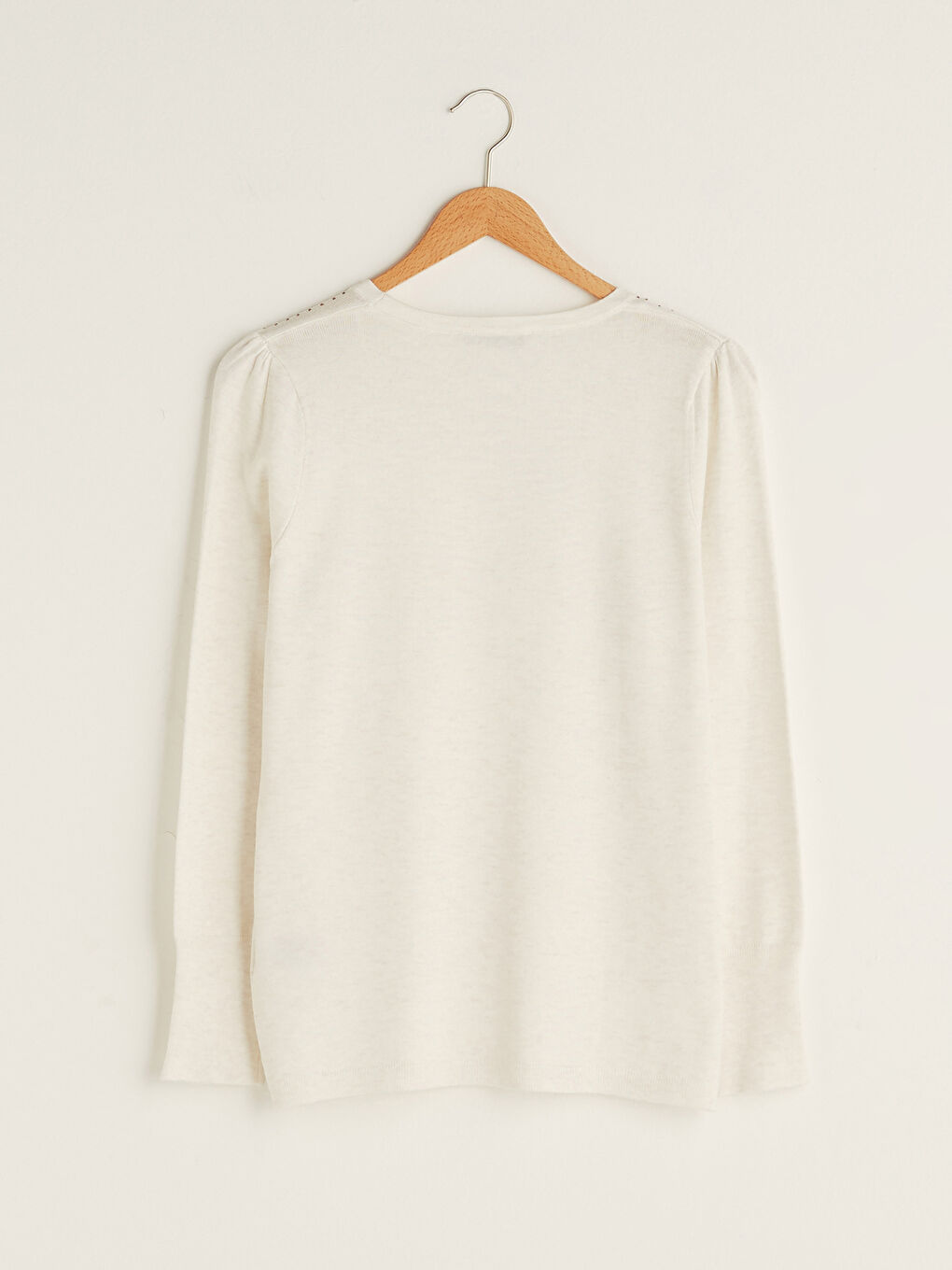 Pulover Tricotat cu Mânecă Lungă și Imprimeu cu Pietre Guler Rotund pentru Femei-6