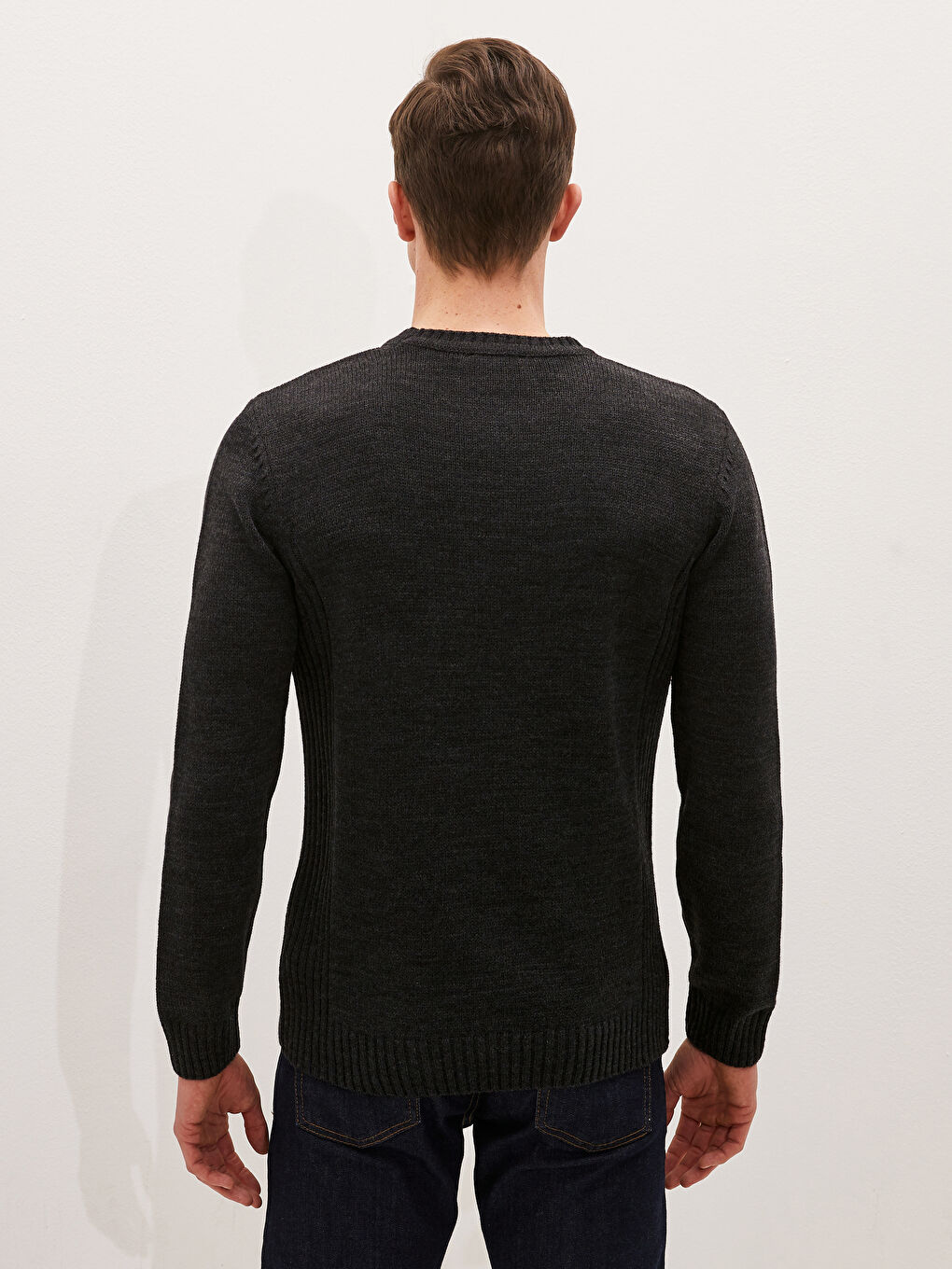 Antrasit Bisiklet Yaka Erkek Triko Kazak-5