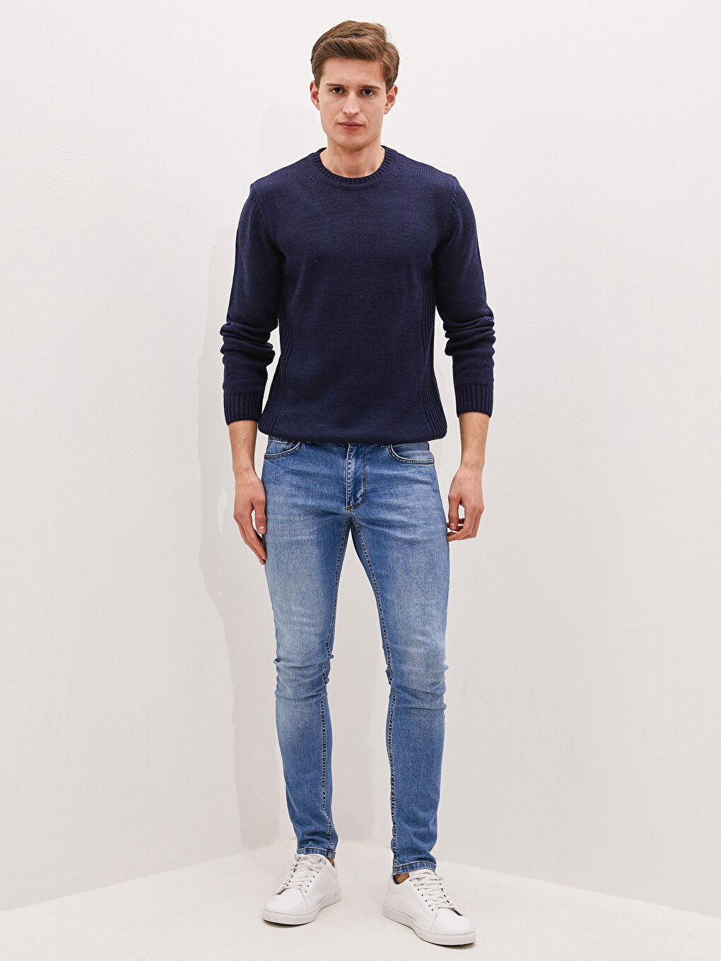 Lacivert Bisiklet Yaka Erkek Triko Kazak-3