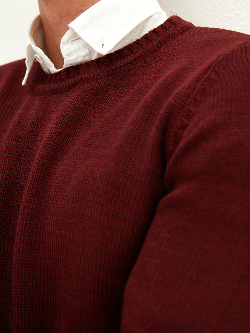 Crew Neck Long Sleeve Men's Tricot Sweater-4
