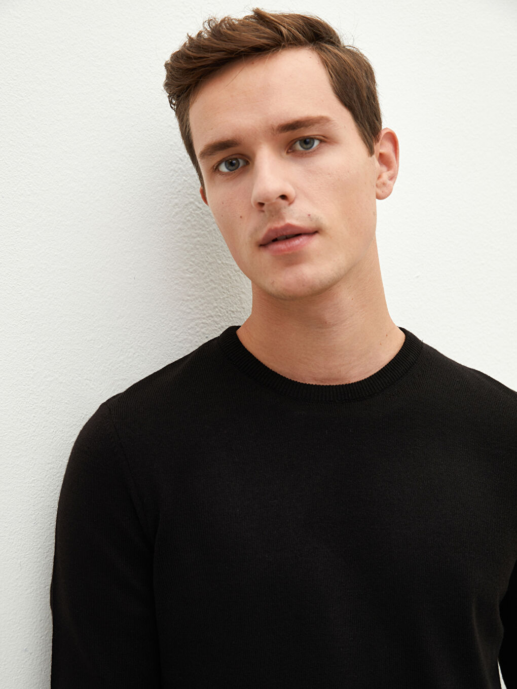 LCWAIKIKI Basic Rundhalsausschnitt Langarm Dünner Herren Strickpullover -W11437Z8-CVL