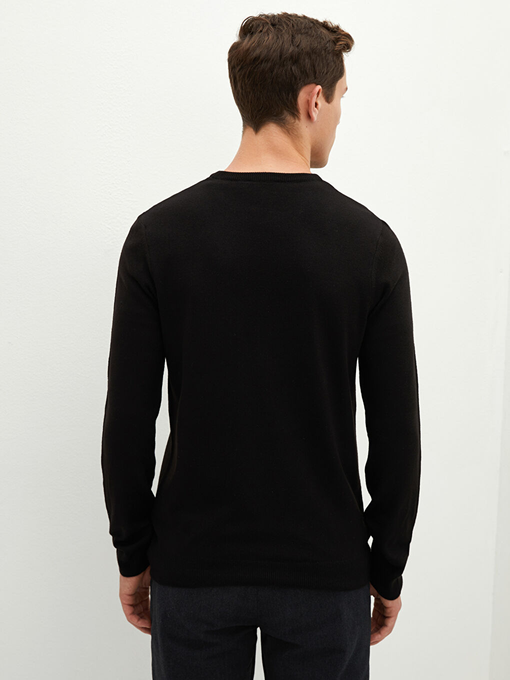 LCWAIKIKI Basic Rundhalsausschnitt Langarm Dünner Herren Strickpullover -W11437Z8-CVL