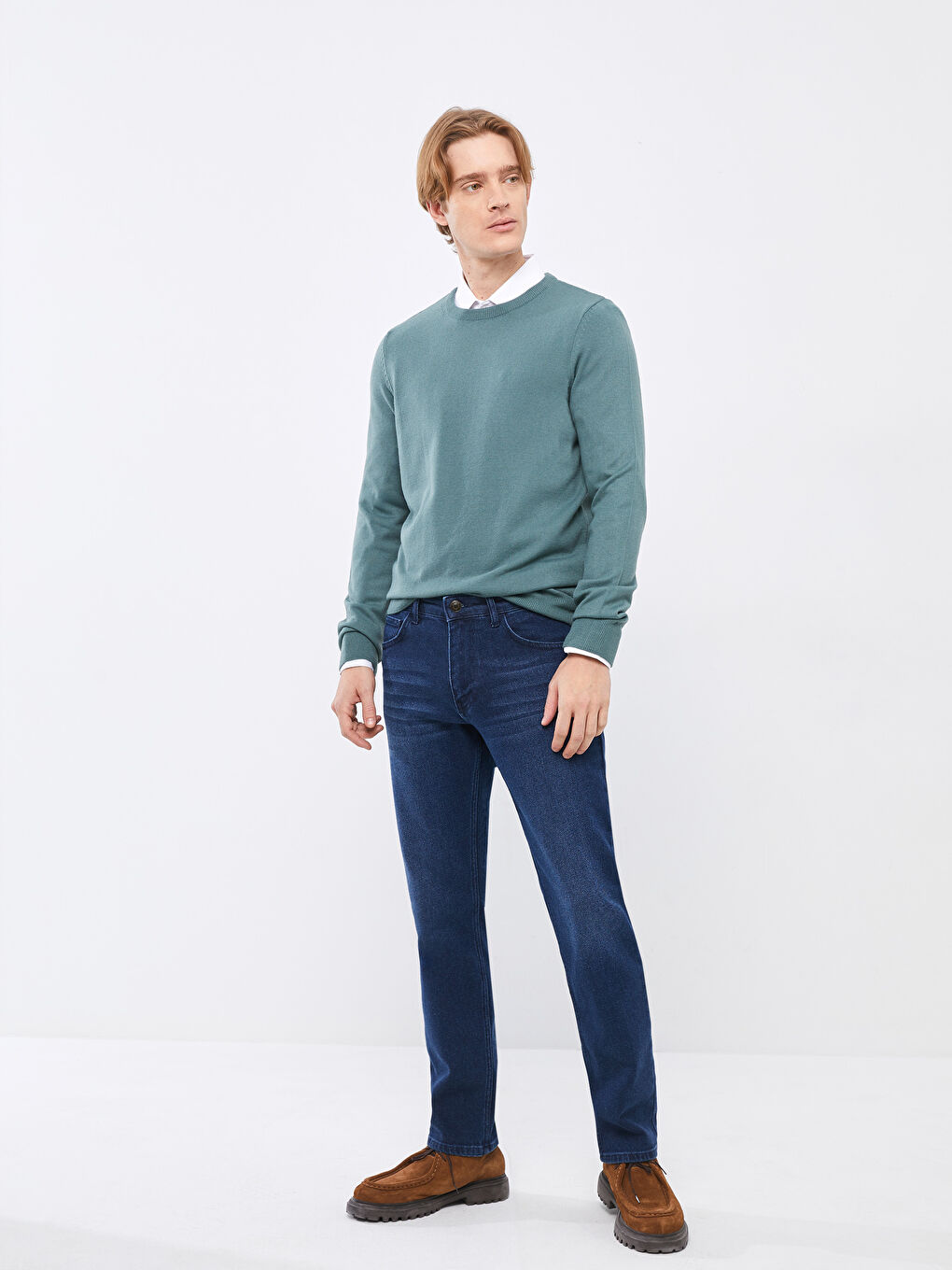 Светр чоловічий трикотажний тонкий з круглим вирізом та довгим рукавом-2