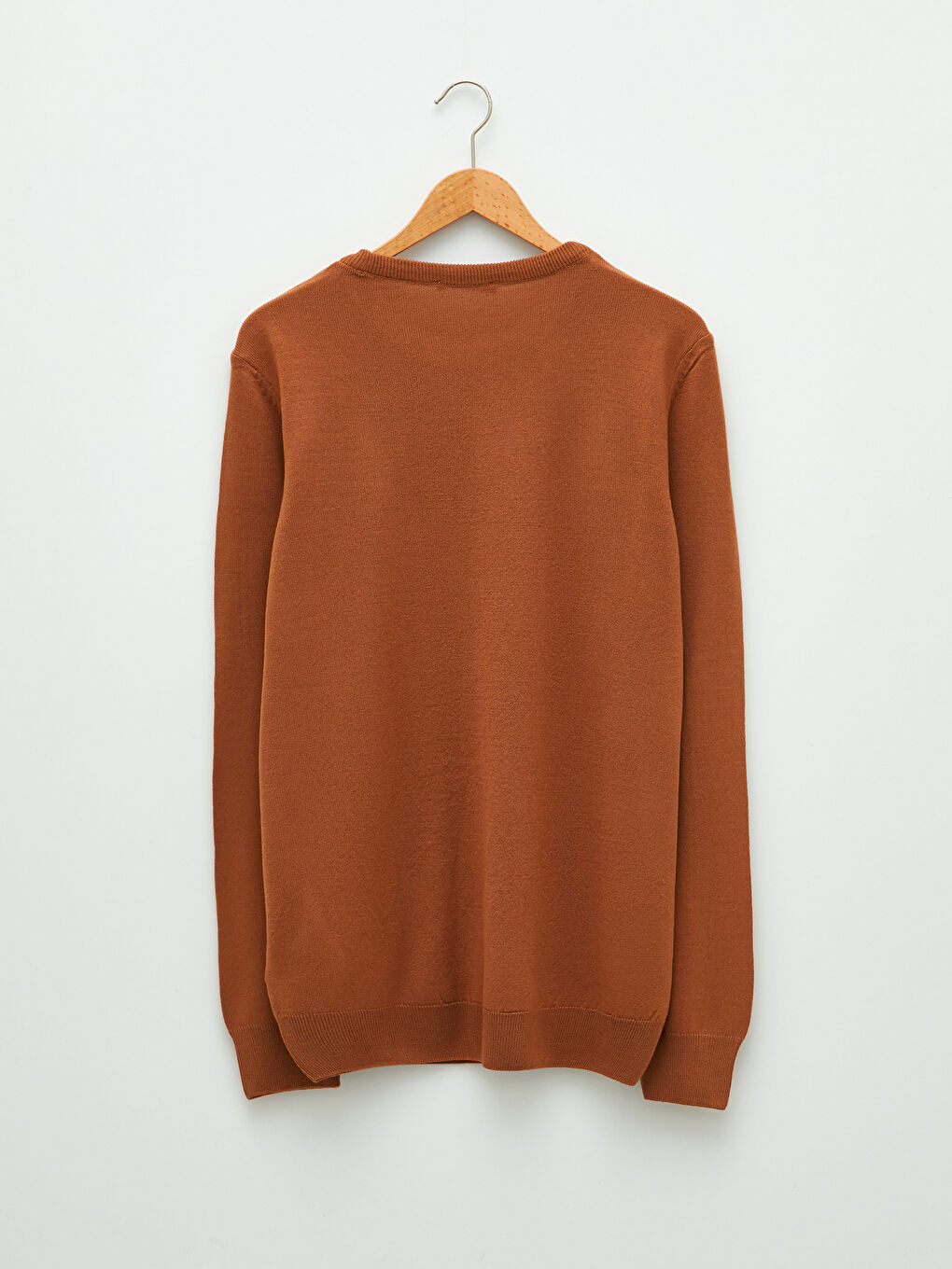 Kahverengi Bisiklet Yaka Uzun Kollu İnce Erkek Triko Kazak-6