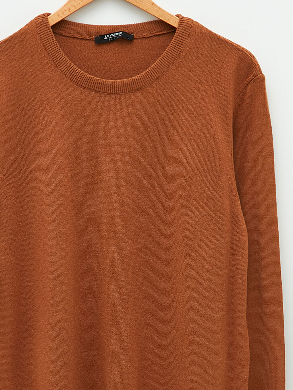 Kahverengi Bisiklet Yaka Uzun Kollu İnce Erkek Triko Kazak-7