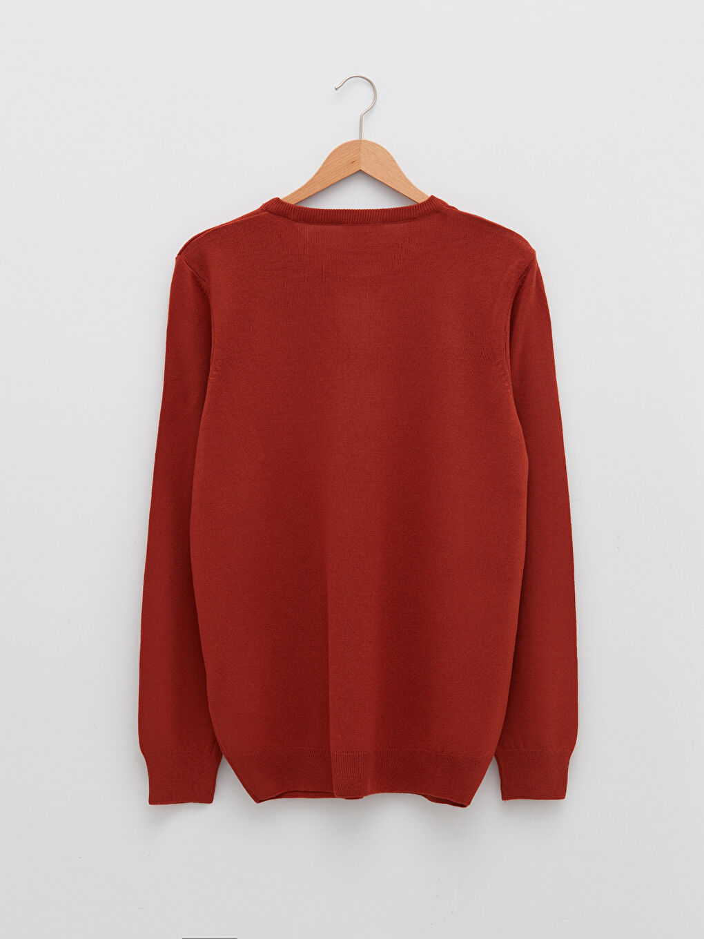 Kahverengi Bisiklet Yaka Uzun Kollu İnce Erkek Triko Kazak-6