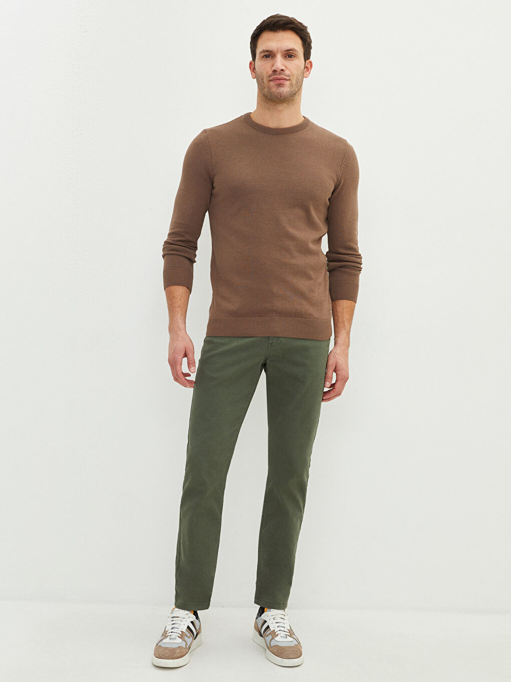 LCWAIKIKI Basic Crew Neck Long Sleeve Thin Men's Tricot Sweater -W11438Z8-CTC