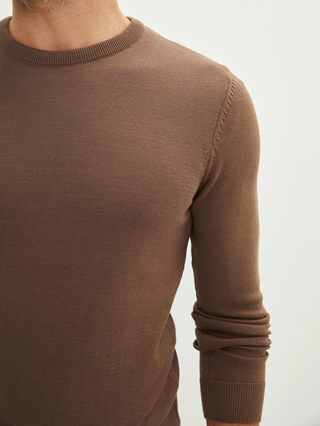 LCWAIKIKI Basic Crew Neck Long Sleeve Thin Men's Tricot Sweater -W11438Z8-CTC