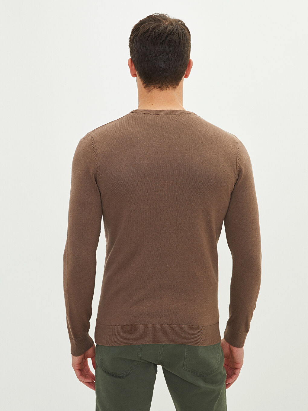 LCWAIKIKI Basic Crew Neck Long Sleeve Thin Men's Tricot Sweater -W11438Z8-CTC