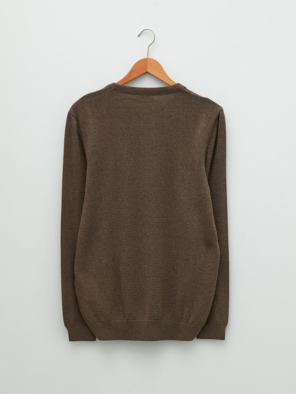 كنزة رجالي تريكو رقيق بأكمام طويلة وقبة دائرية-6