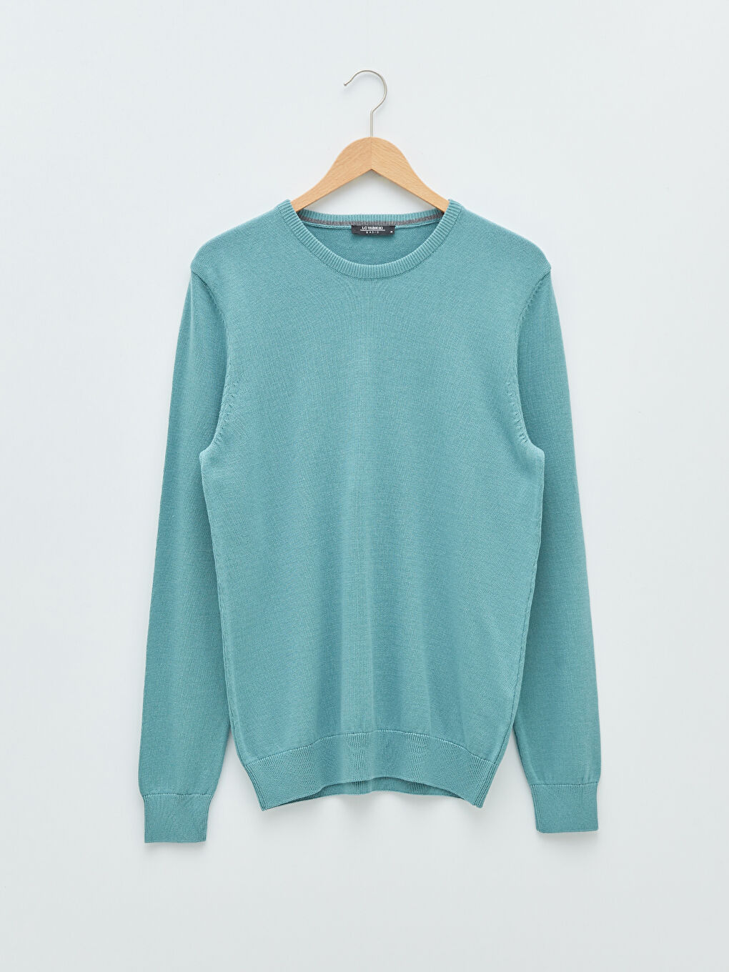 Yeşil Bisiklet Yaka Uzun Kollu İnce Erkek Triko Kazak-5