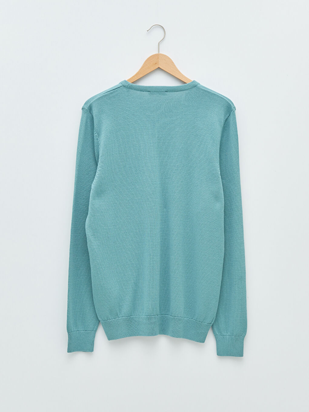 Yeşil Bisiklet Yaka Uzun Kollu İnce Erkek Triko Kazak-6