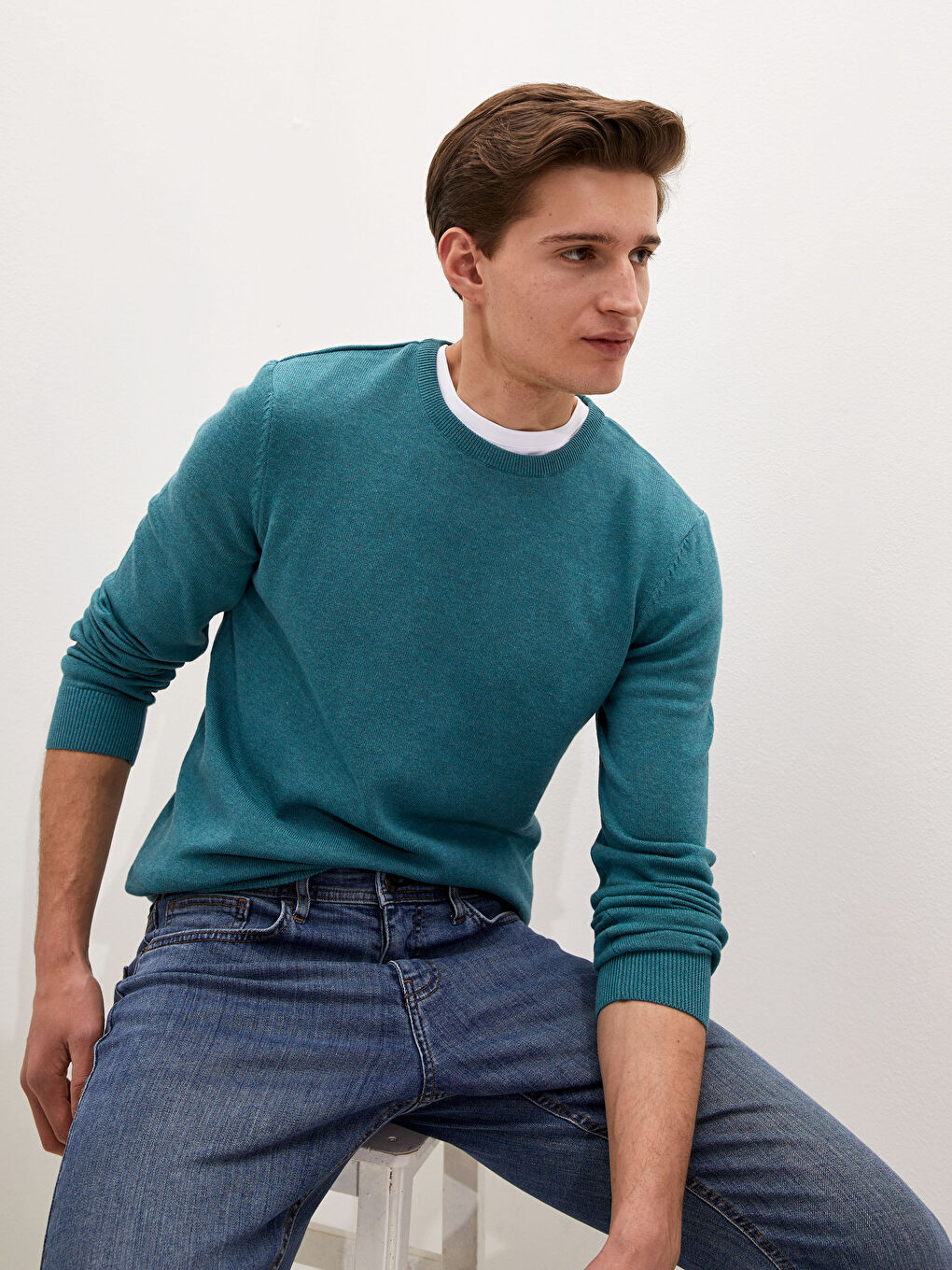 Crew Neck Long Sleeve Thin Men's Tricot Sweater -W11438Z8-LDH