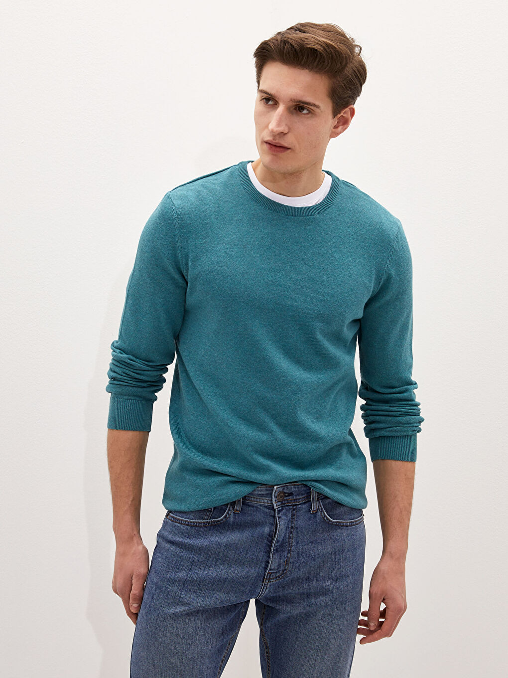 Crew Neck Long Sleeve Thin Men's Tricot Sweater -W11438Z8-LDH