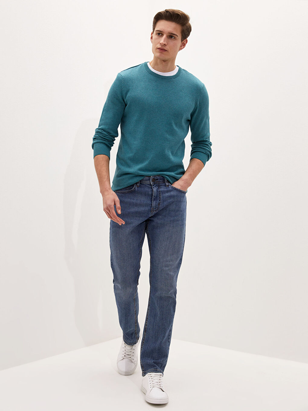 Crew Neck Long Sleeve Thin Men's Tricot Sweater -W11438Z8-LDH