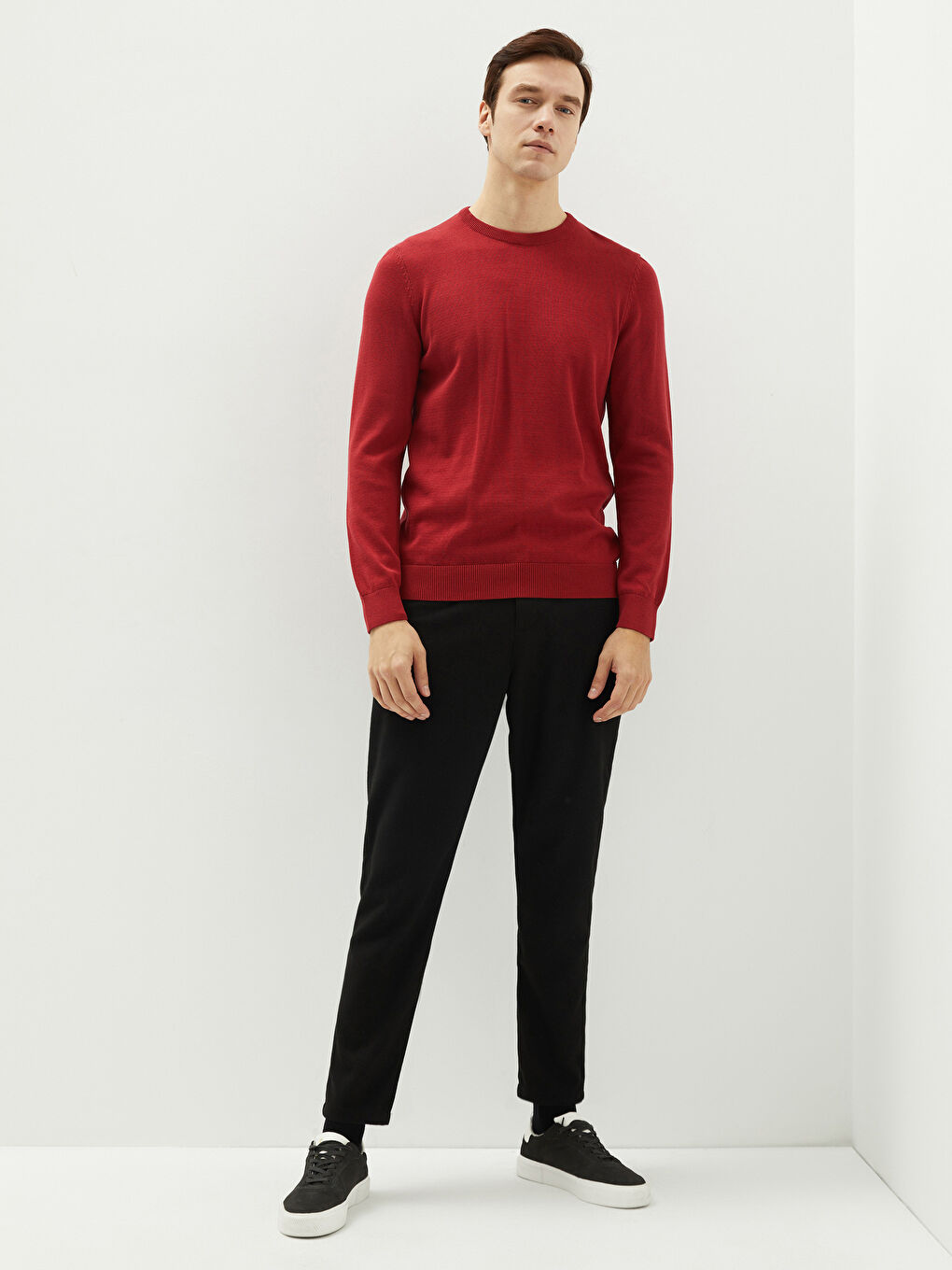 LCWAIKIKI Basic Crew Neck Long Sleeve Thin Men's Tricot Sweater -W11438Z8-R3P