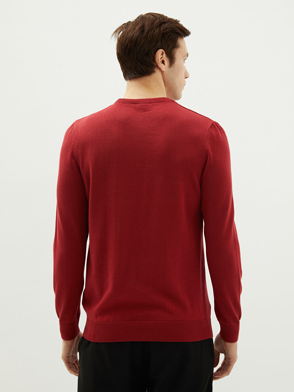 LCWAIKIKI Basic Crew Neck Long Sleeve Thin Men's Tricot Sweater -W11438Z8-R3P