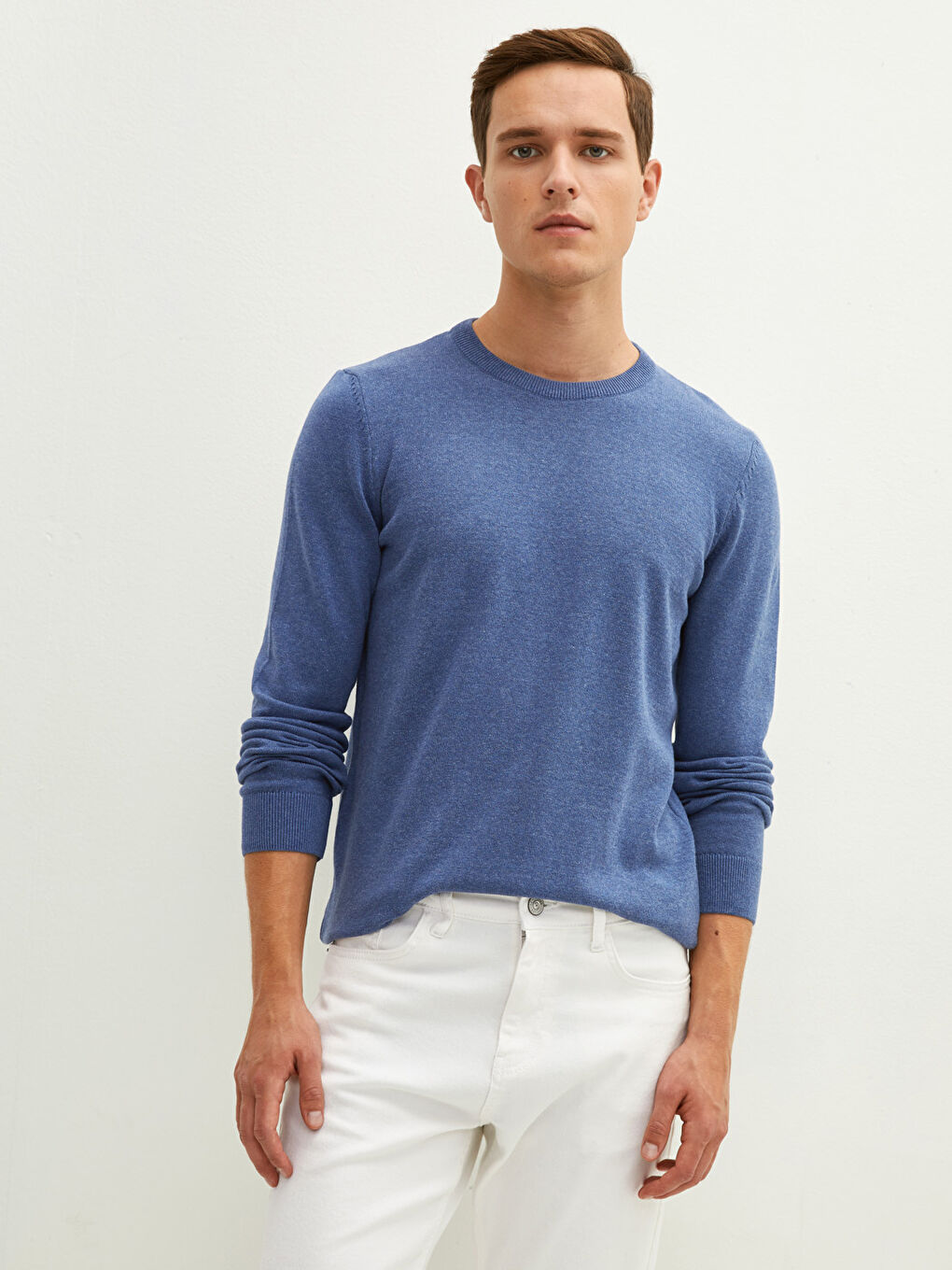 Crew Neck Long Sleeve Thin Men's Tricot Sweater