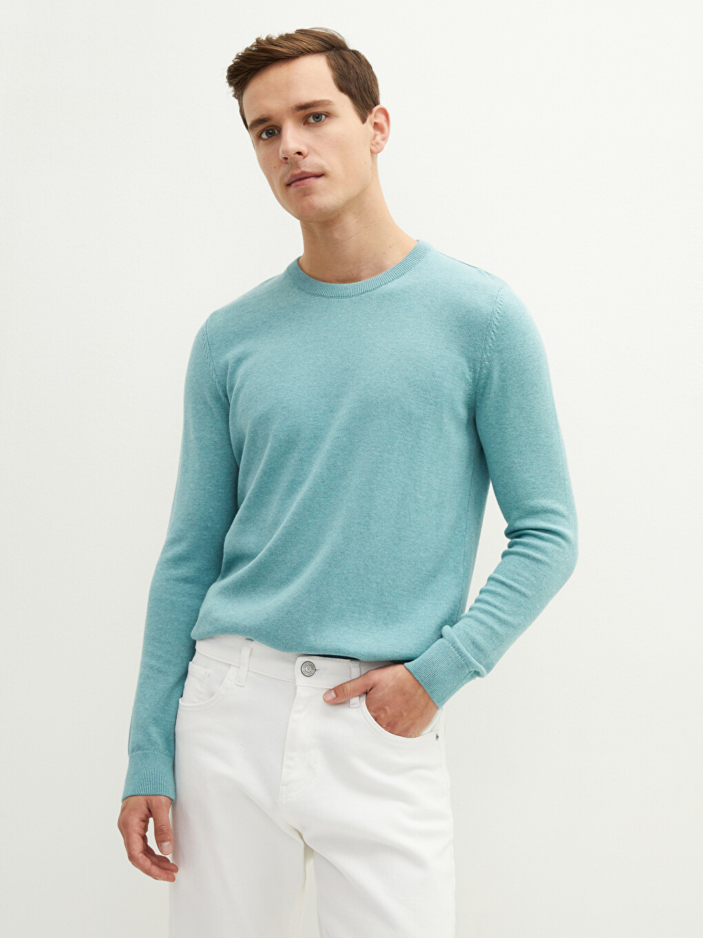 Rundhalsausschnitt Langarm Dünner Herren Strickpullover