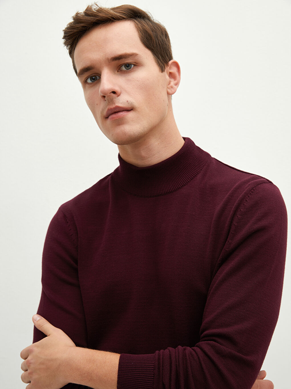 Half Turtleneck Long Sleeve Men's Knitwear Sweater-3