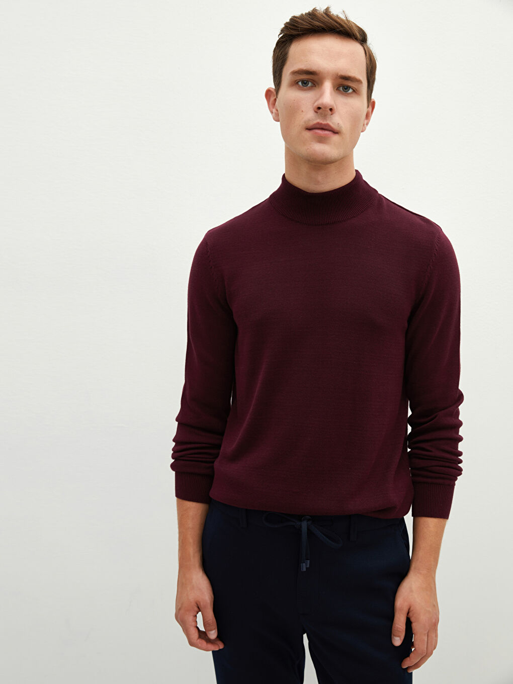 Half Turtleneck Long Sleeve Men's Knitwear Sweater-1