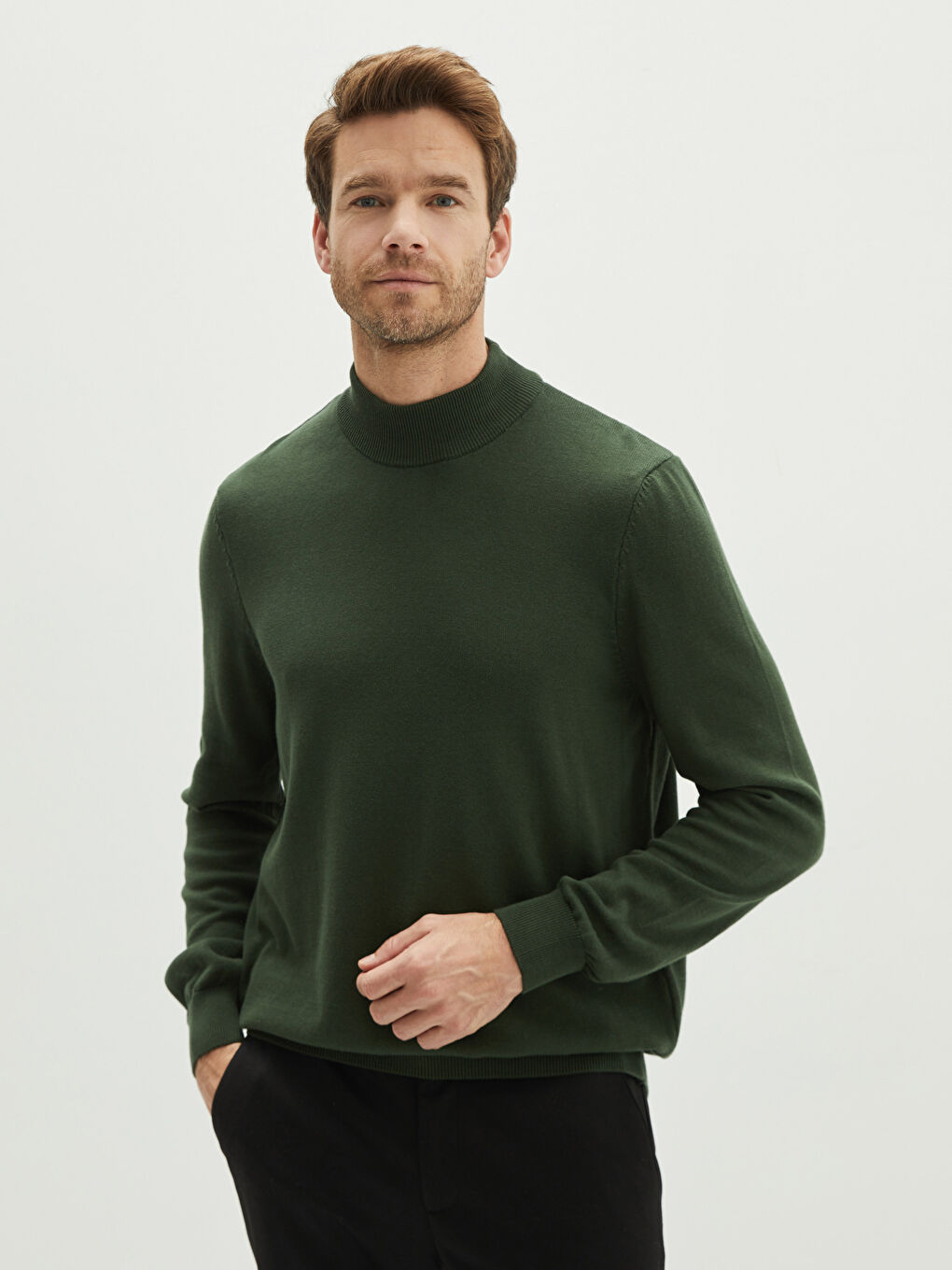 Half Turtleneck Long Sleeve Men's Knitwear Sweater