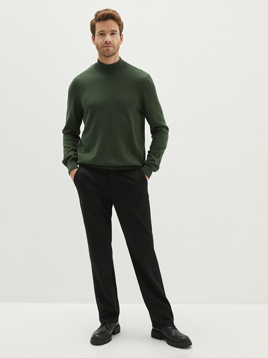 Half Turtleneck Long Sleeve Men's Knitwear Sweater-2