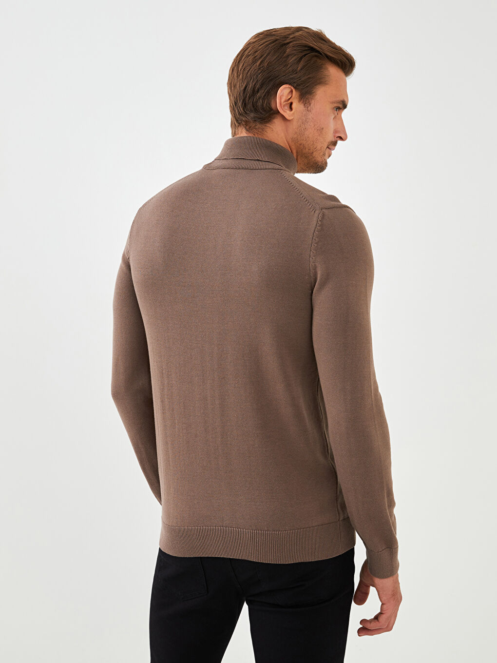Turtleneck Long Sleeve Thin Men's Tricot Sweater-3