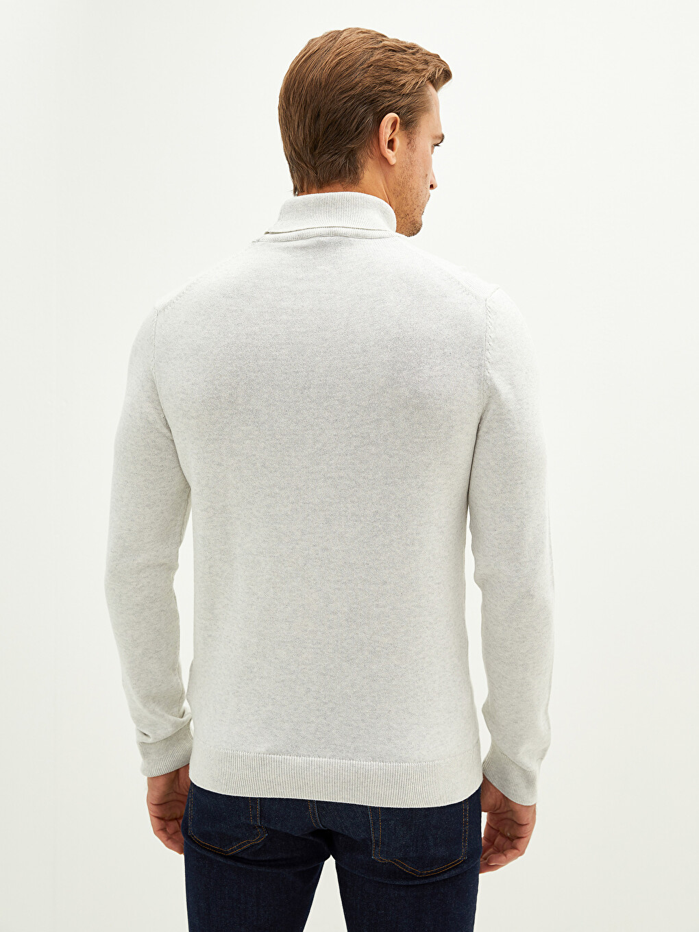 Turtleneck Long Sleeve Thin Men's Tricot Sweater-4