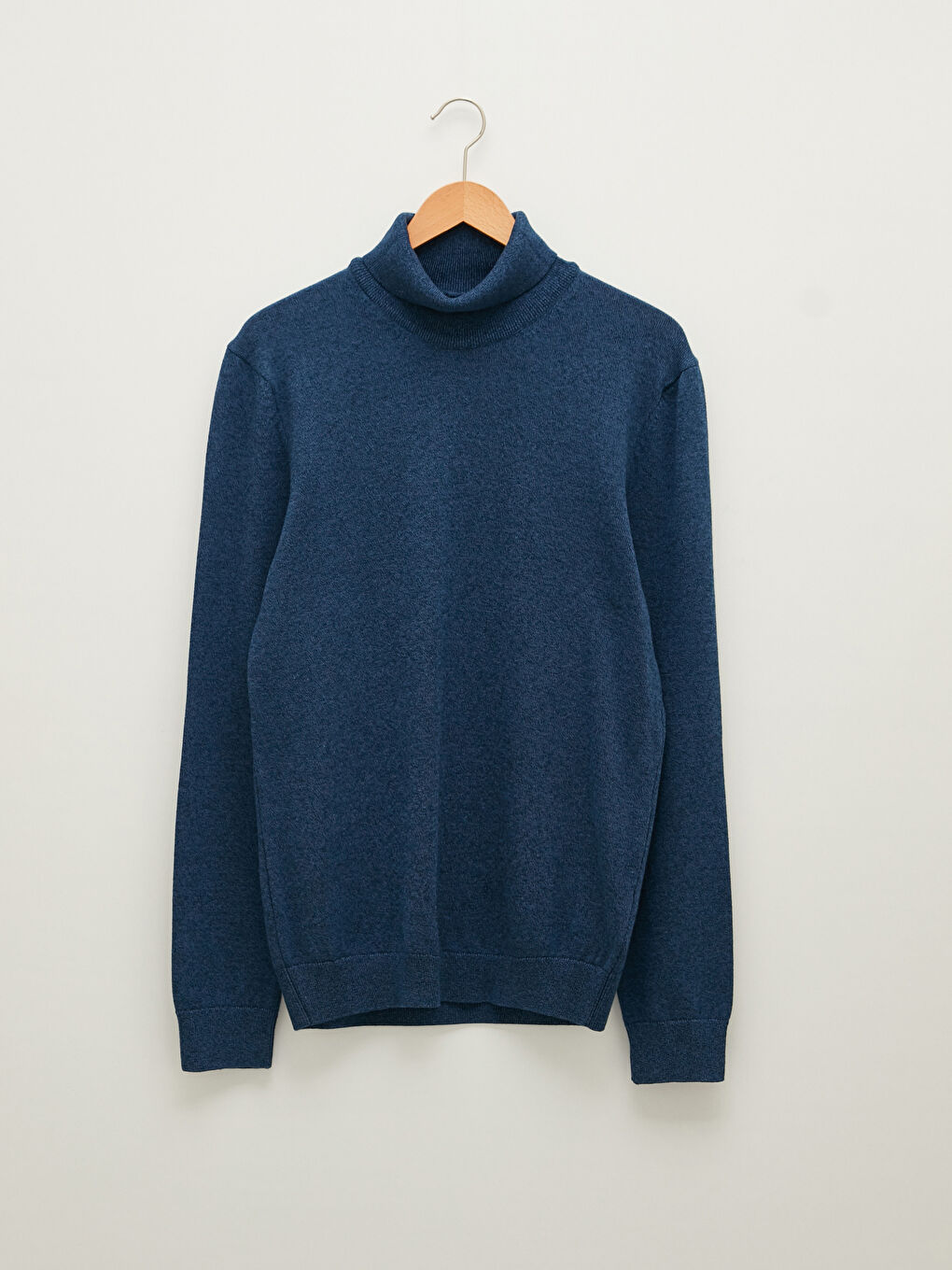 Lacivert Balıkçı Yaka Uzun Kollu İnce Erkek Triko Kazak-5